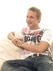 Blond Mike jacking off his long penis
