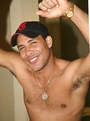 Straight latin man undress his clothes for stroking