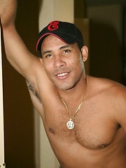Straight latin man undress his clothes for stroking