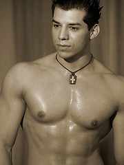 Muscled straight guy posing