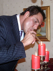 Marcello smoking cigars and stroking hot