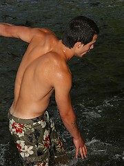 Sexy jock posing outdoor