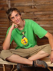 Innocent twink boy shows his big cock