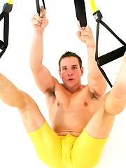 Sexy jock Dylan Roberts playing  in bounding games
