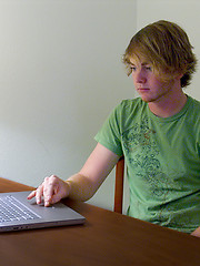 Cute emo boy in solo softcore scene
