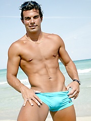 Sexy stallion man solo sessiona after beach swimming