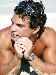 Sexy stallion man solo sessiona after beach swimming
