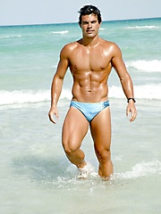 Sexy stallion man solo sessiona after beach swimming