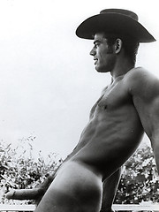 Retro gay cowboy erotic photo session