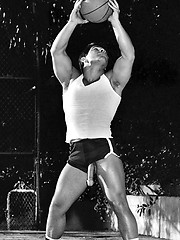 Beefy dude in retro photo set