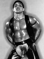 Beefy dude in retro photo set