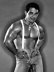 Beefy dude in retro photo set