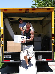 Gay lovers fucking in new bed