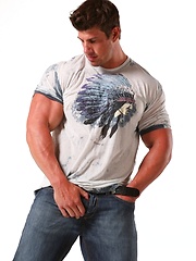 Gay porn star Zeb Atlas plays with own hard muscles