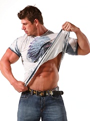 Gay porn star Zeb Atlas plays with own hard muscles