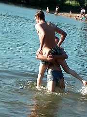 Nasty european boys have outdoor fun