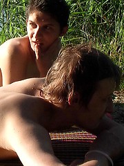 Nasty european boys have outdoor fun