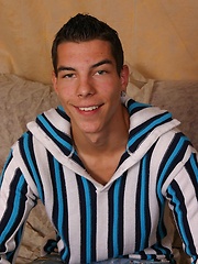 Skinny boy jacking off uncut cock