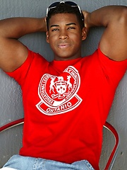 Beefy ebony man solo posing