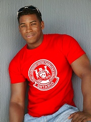 Beefy ebony man solo posing