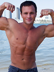 Rene strokes his oiled dick