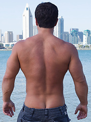 Rene strokes his oiled dick