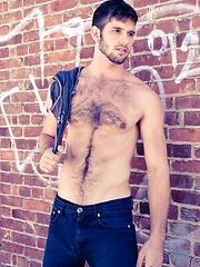 Hairy guy Jimmy Fanz strokes hard dick