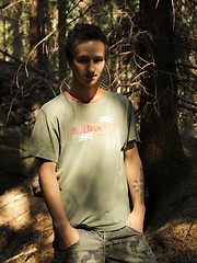 Twink Jake Palace jerking off in the woods.